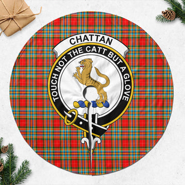 Chattan Tartan Christmas Tree Skirt with Family Crest