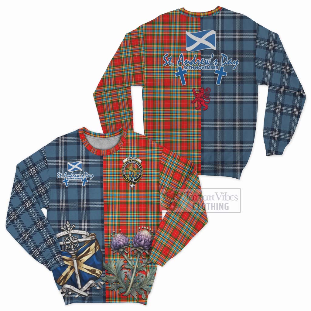 Tartan Vibes Clothing Chattan Tartan Sweatshirt Happy St. Andrew's Day Half Tartan Style