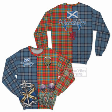 Chattan Tartan Sweatshirt Happy St. Andrew's Day Half Tartan Style