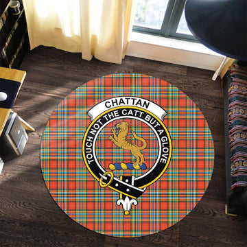 Chattan Tartan Round Rug with Family Crest