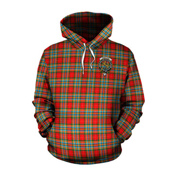 Chattan Tartan Cotton Hoodie with Family Crest Celtic Skull Style