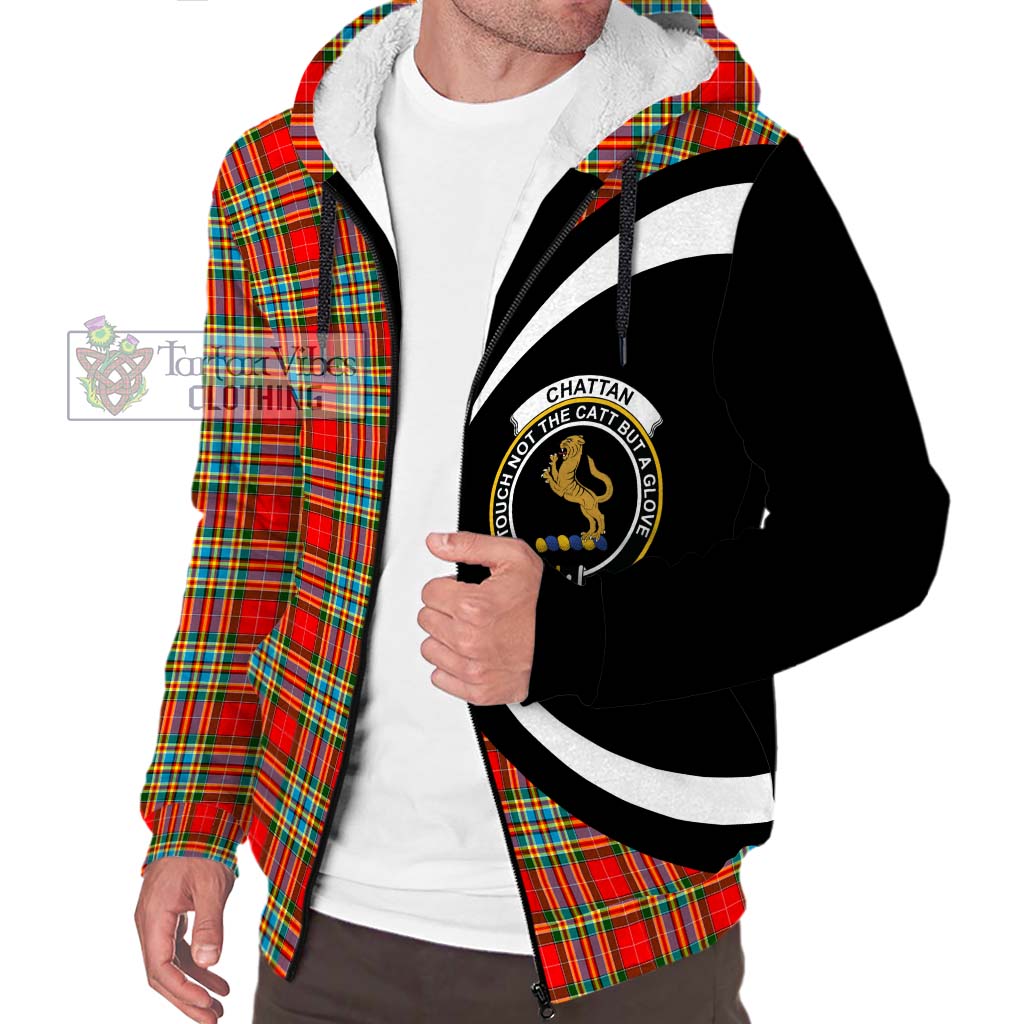 Chattan Tartan Sherpa Hoodie with Family Crest Circle Style Unisex S - Tartan Vibes Clothing