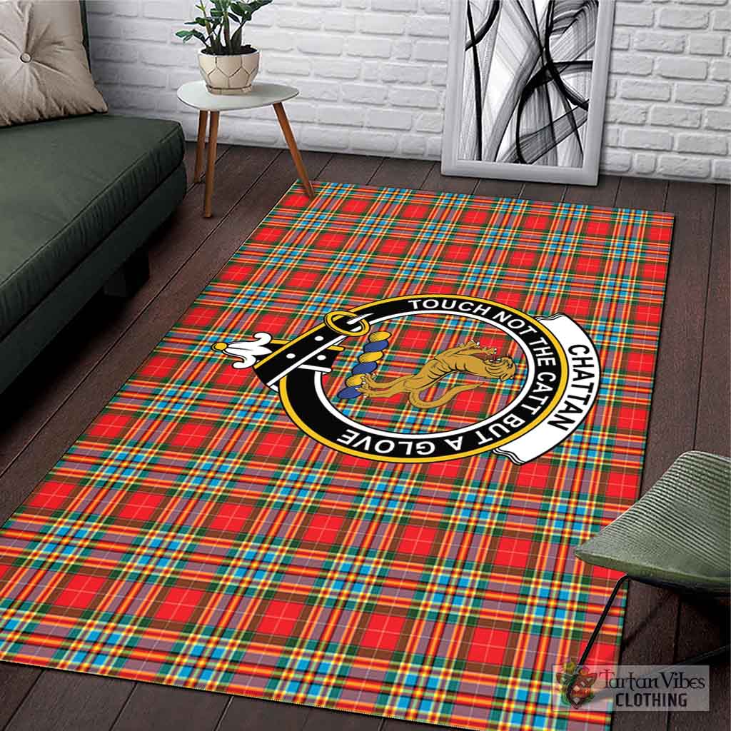 Tartan Vibes Clothing Chattan Tartan Area Rug with Family Crest