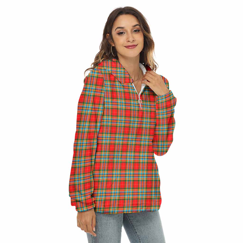 Chattan Tartan Women's Borg Fleece Hoodie with Half Zip Female - Tartan Vibes Clothing