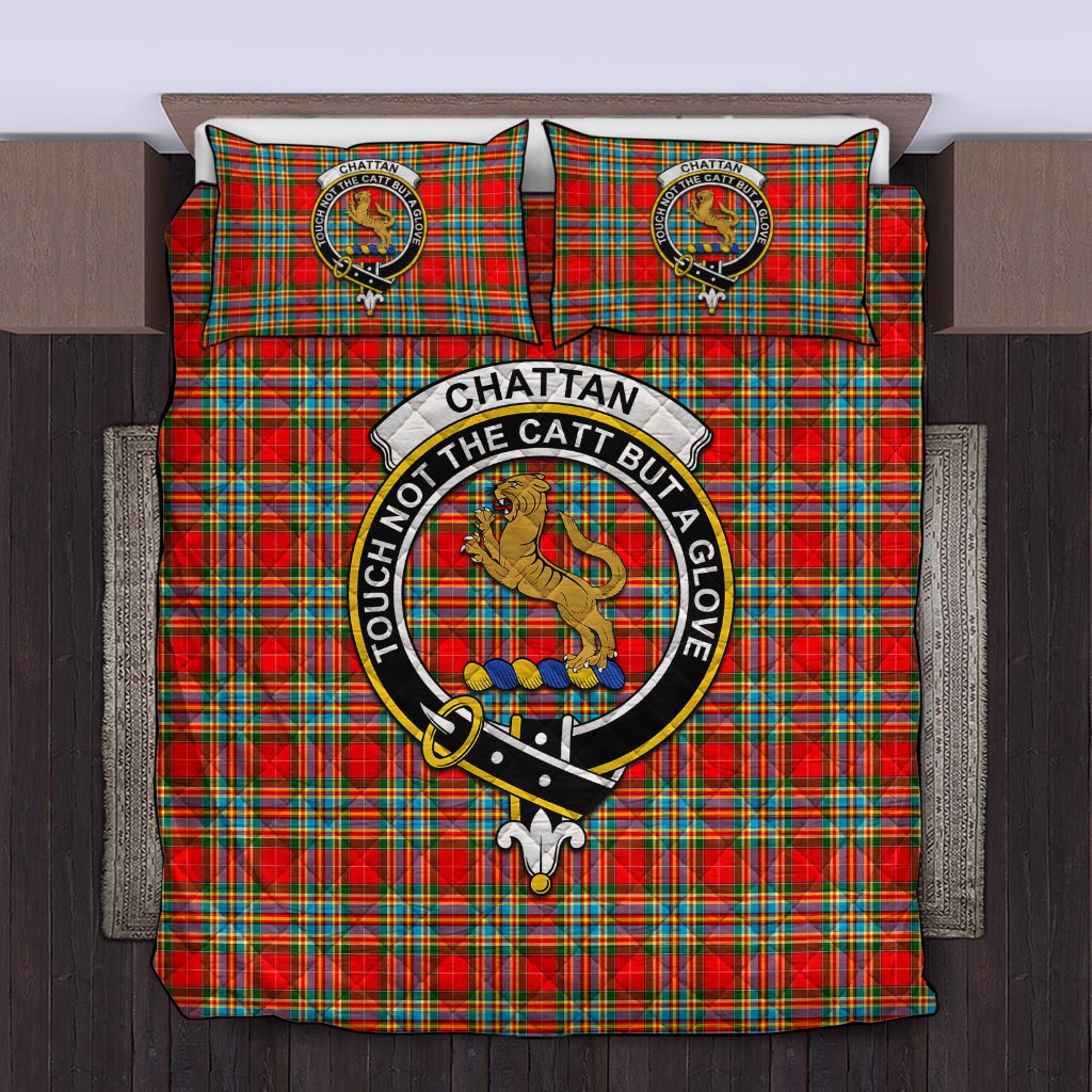 Chattan Tartan Quilt Bed Set with Family Crest Twin - Tartanvibesclothing