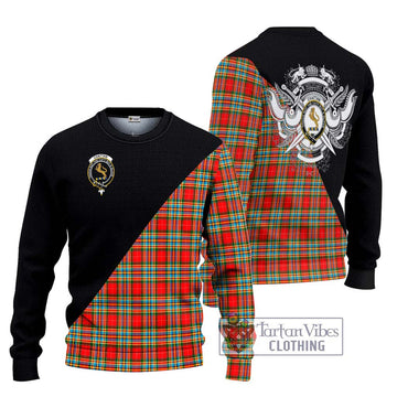 Chattan Tartan Ugly Sweater with Family Crest and Military Logo Style