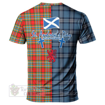 Chattan Tartan T-Shirt Happy St. Andrew's Day Half Tartan Style