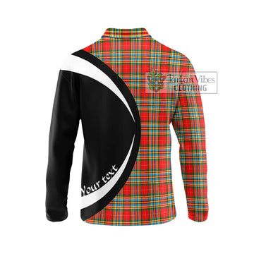 Chattan Tartan Long Sleeve Polo Shirt with Family Crest Circle Style