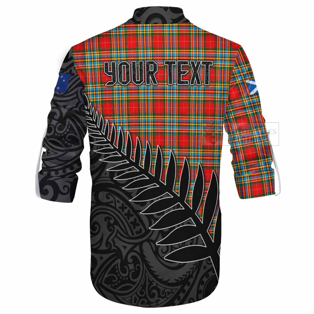 Tartan Vibes Clothing Chattan Crest Tartan Ghillie Kilt Shirt with New Zealand Silver Fern Half Style