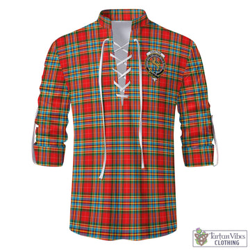 Chattan Tartan Men's Scottish Traditional Jacobite Ghillie Kilt Shirt with Family Crest