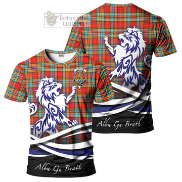 Chattan Tartan Cotton T-shirt with Alba Gu Brath Regal Lion Emblem