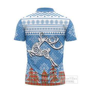 Chattan Clan Christmas Zipper Polo Shirt Celtic Reindeer Style