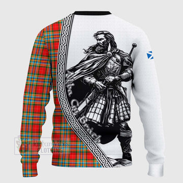 Chattan Tartan Clan Crest Knitted Sweater with Highlander Warrior Celtic Style