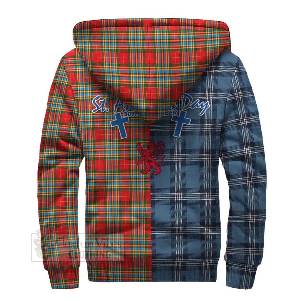 Tartan Vibes Clothing Chattan Tartan Sherpa Hoodie Happy St. Andrew's Day Half Tartan Style