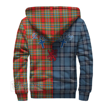 Chattan Tartan Sherpa Hoodie Happy St. Andrew's Day Half Tartan Style