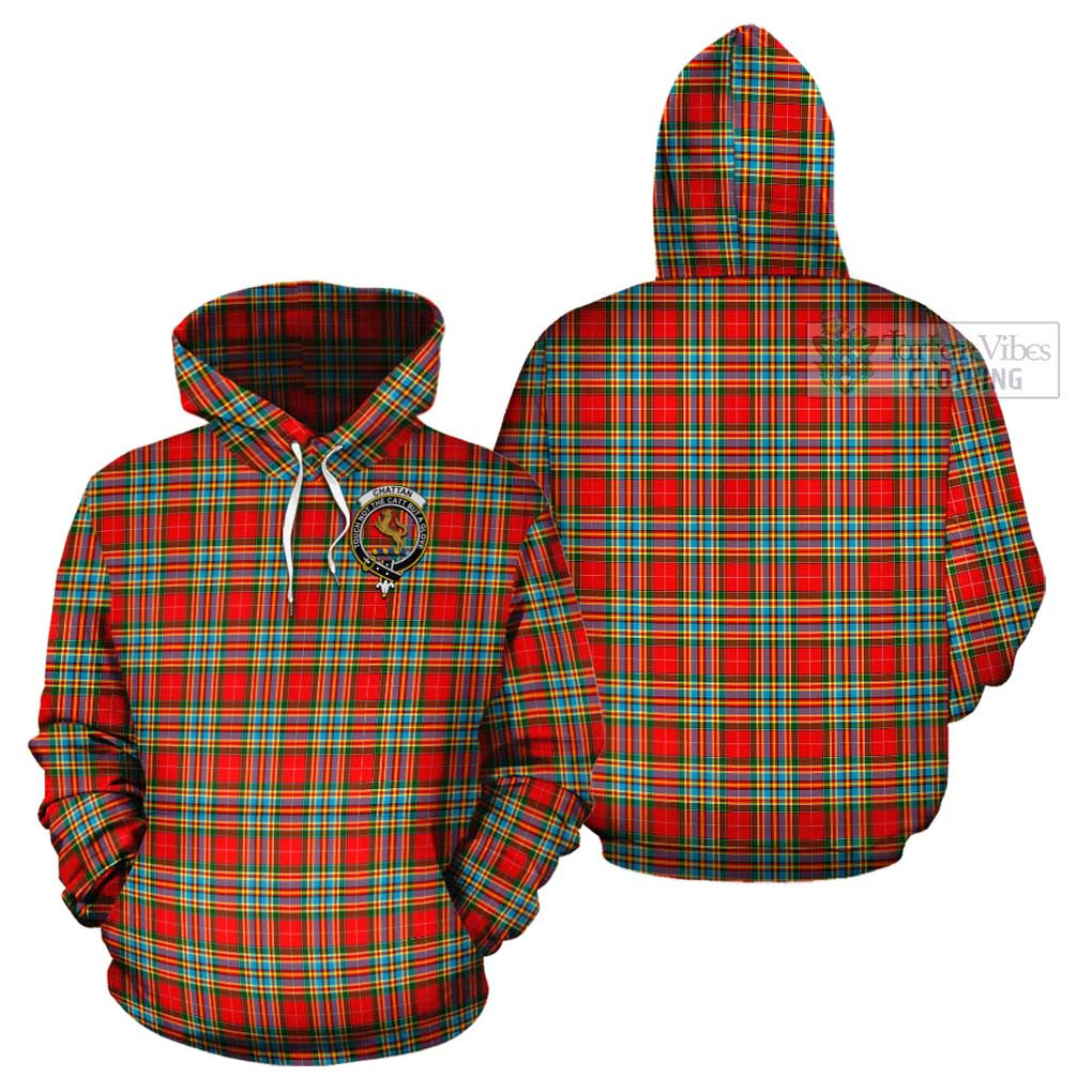 Chattan Tartan Cotton Hoodie with Family Crest Pullover Hoodie - Tartan Vibes Clothing