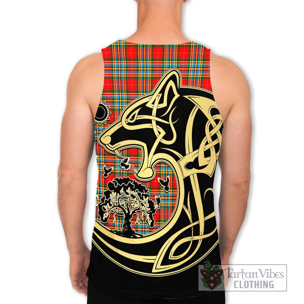 Chattan Tartan Men's Tank Top with Family Crest Celtic Wolf Style - Tartan Vibes Clothing