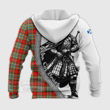 Chattan Tartan Clan Crest Knitted Hoodie with Highlander Warrior Celtic Style