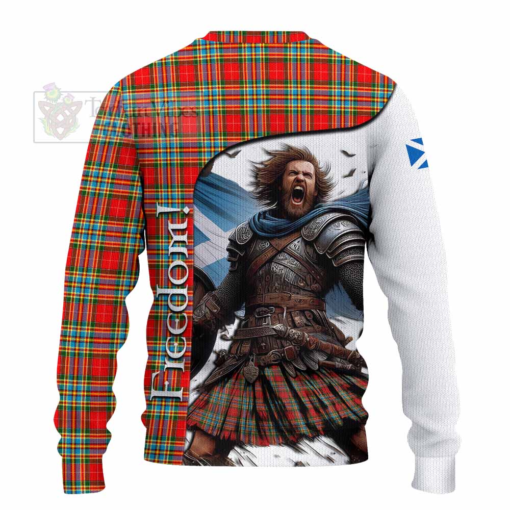 Tartan Vibes Clothing Chattan Crest Tartan Knitted Sweater Inspired by the Freedom of Scottish Warrior