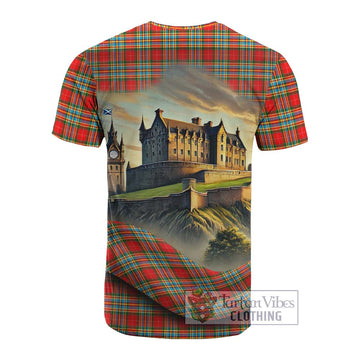 Chattan Tartan Family Crest Cotton T-shirt with Scottish Ancient Castle Style - Tartan Vibes Clothing