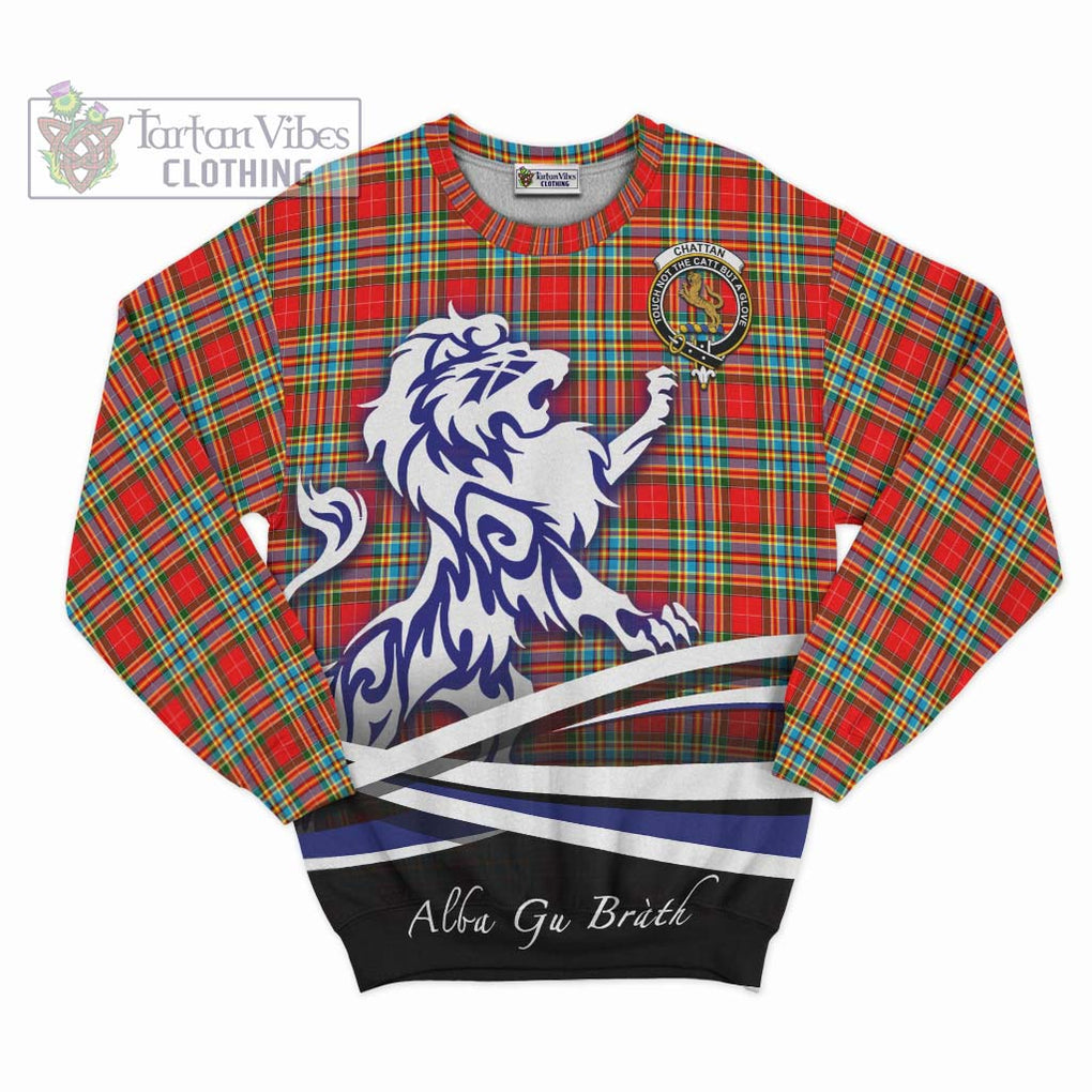 Chattan Tartan Sweatshirt with Alba Gu Brath Regal Lion Emblem - Tartanvibesclothing Shop