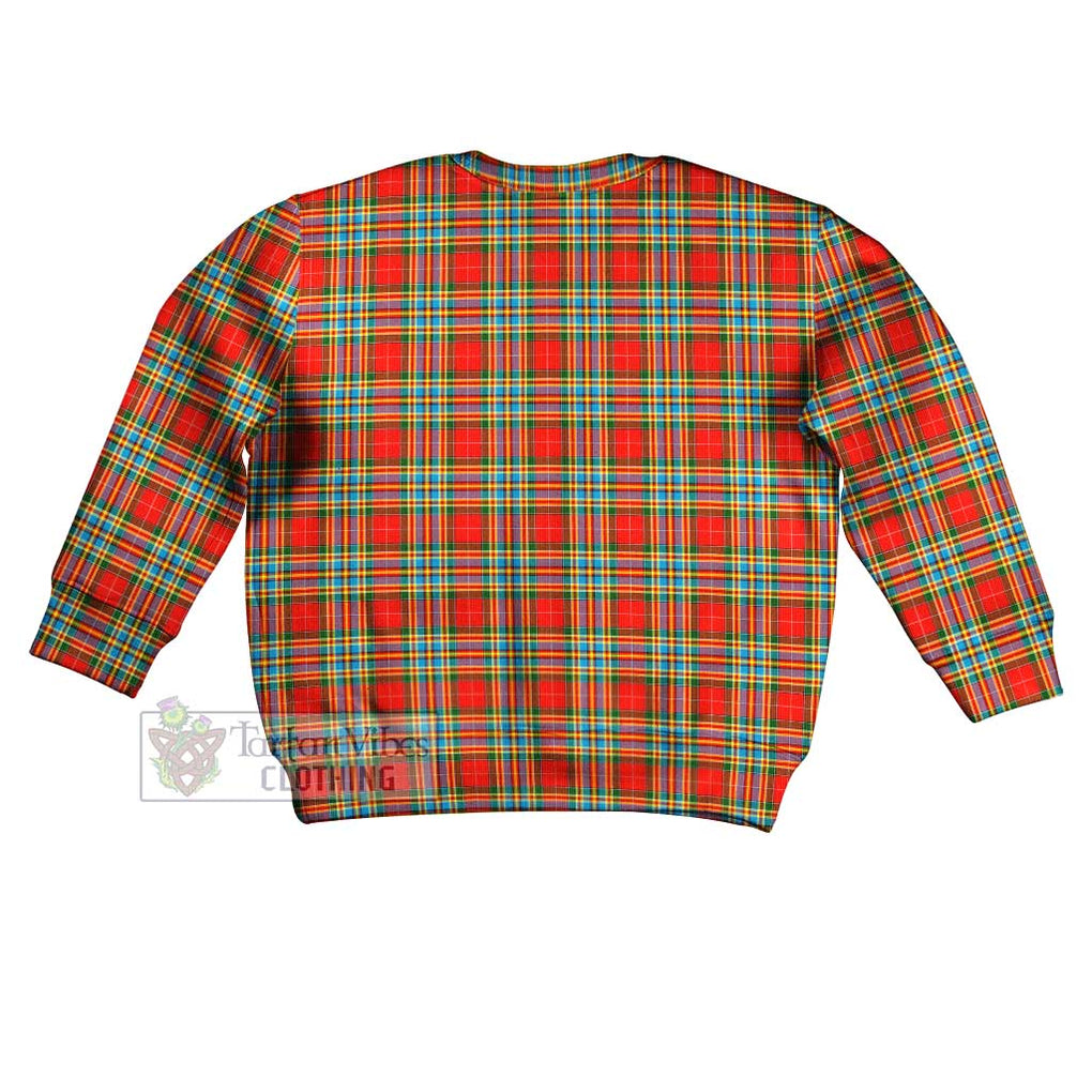 Tartan Vibes Clothing Chattan Tartan Kid Ugly Sweater with Family Crest