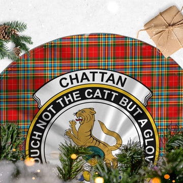 Chattan Tartan Christmas Tree Skirt with Family Crest