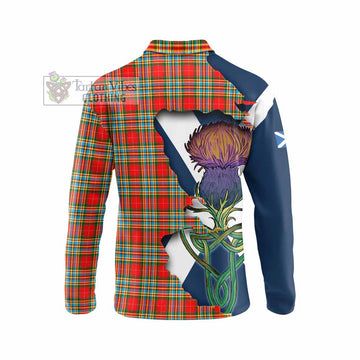 Chattan Tartan Family Crest Long Sleeve Polo Shirt Scottish Thistle Celtic Inspired - Tartan Vibes Clothing