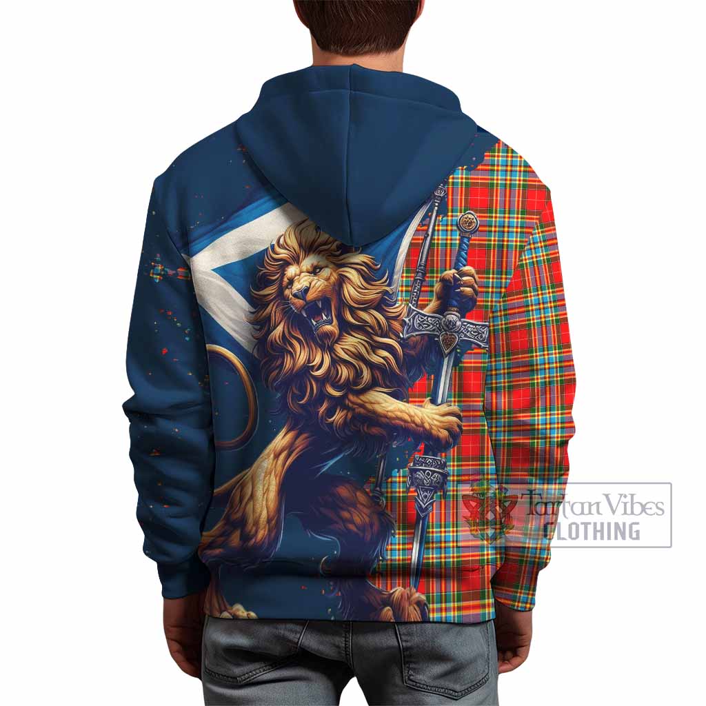 Chattan Tartan Family Crest Hoodie with Scottish Majestic Lion