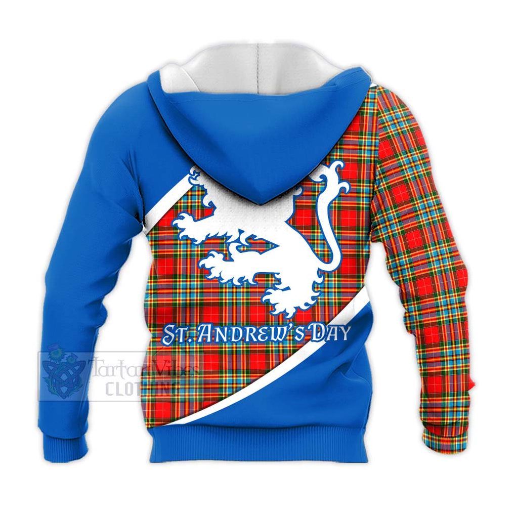 Tartan Vibes Clothing Chattan Family Crest Tartan Knitted Hoodie Celebrate Saint Andrew's Day in Style