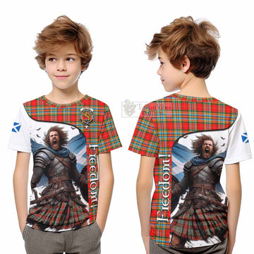 Chattan Crest Tartan Kid T-Shirt Inspired by the Freedom of Scottish Warrior