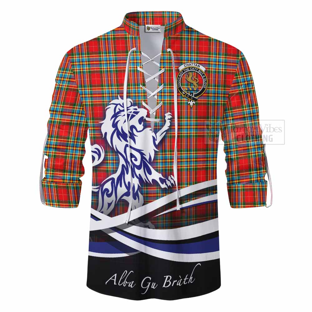 Tartan Vibes Clothing Chattan Tartan Ghillie Kilt Shirt with Alba Gu Brath Regal Lion Emblem