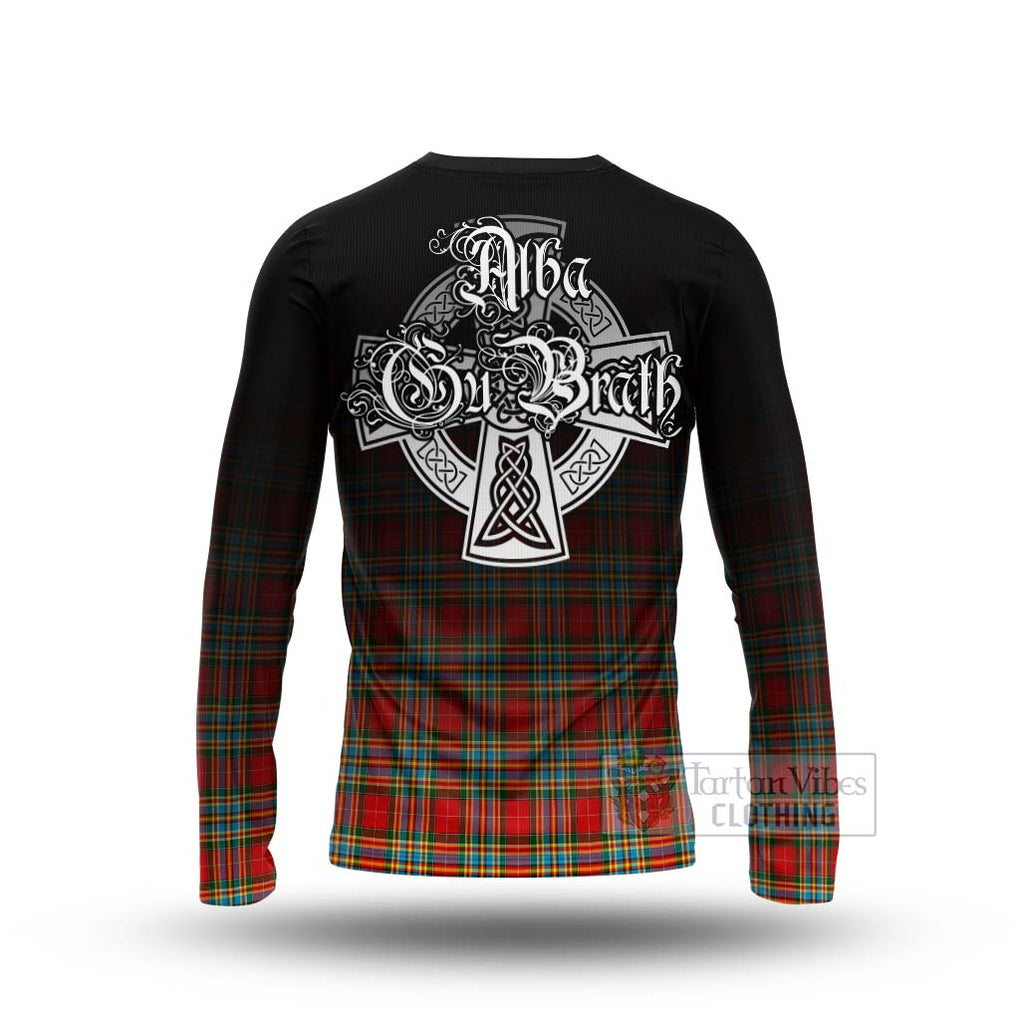 Tartan Vibes Clothing Chattan Tartan Long Sleeve T-Shirt Featuring Alba Gu Brath Family Crest Celtic Inspired