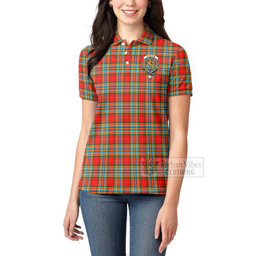 Chattan Tartan Women's Polo Shirt with Family Crest Celtic Skull Style