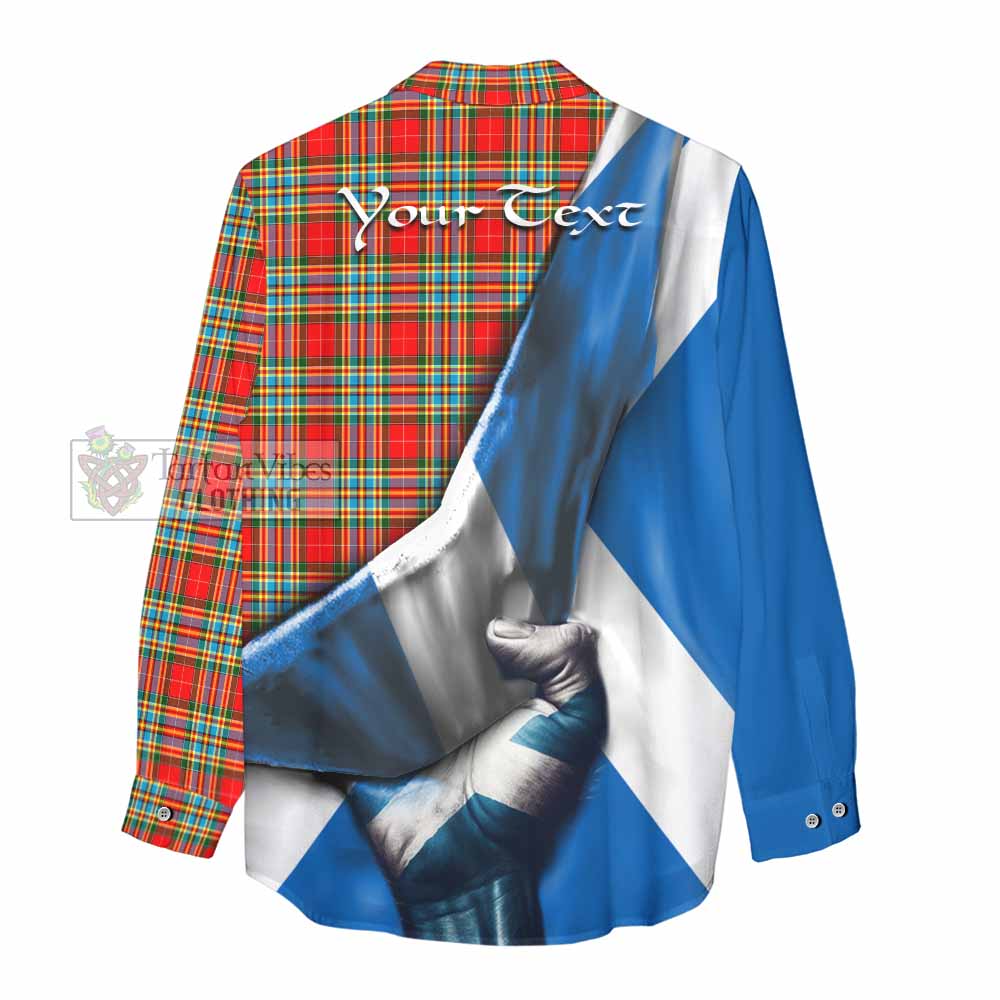 Tartan Vibes Clothing Chattan Tartan Women's Casual Shirt with Family Crest Scotland Patriotic Style