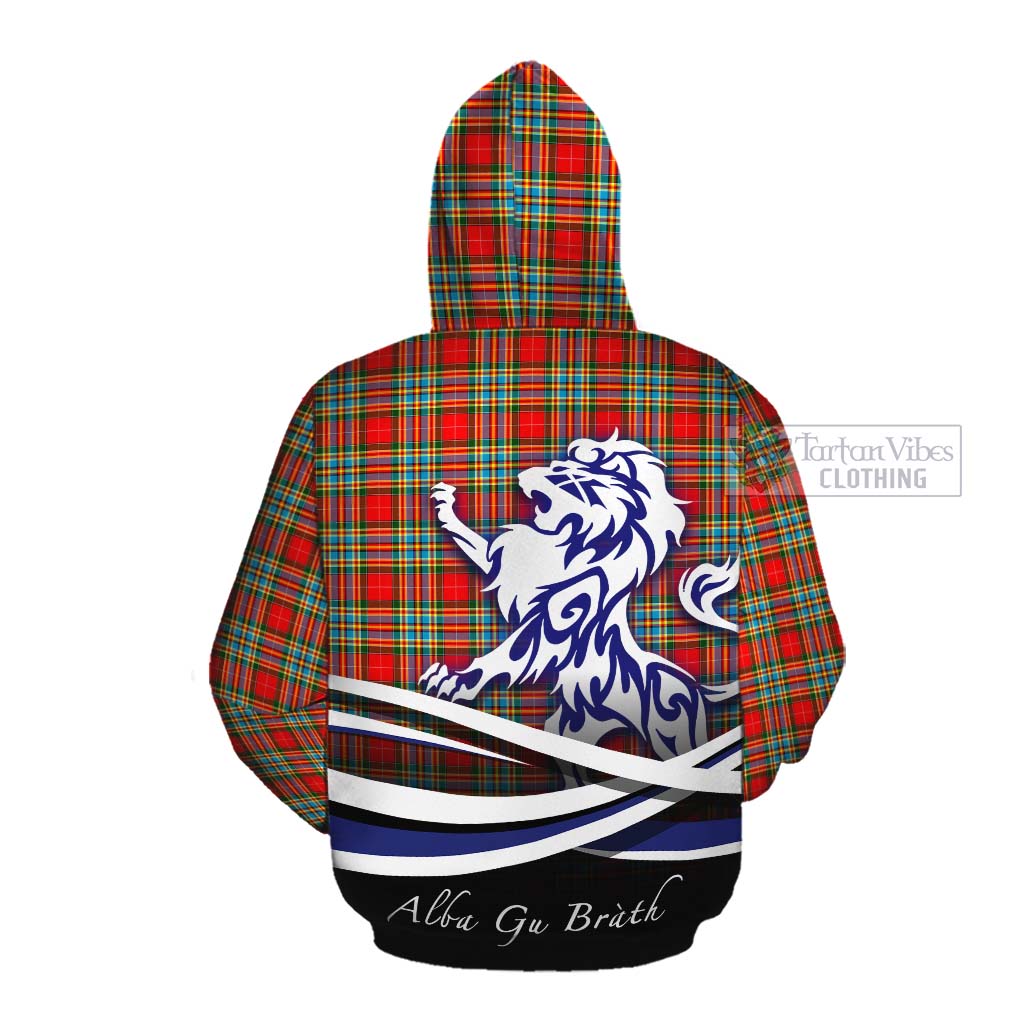 Tartan Vibes Clothing Chattan Tartan Cotton Hoodie with Alba Gu Brath Regal Lion Emblem