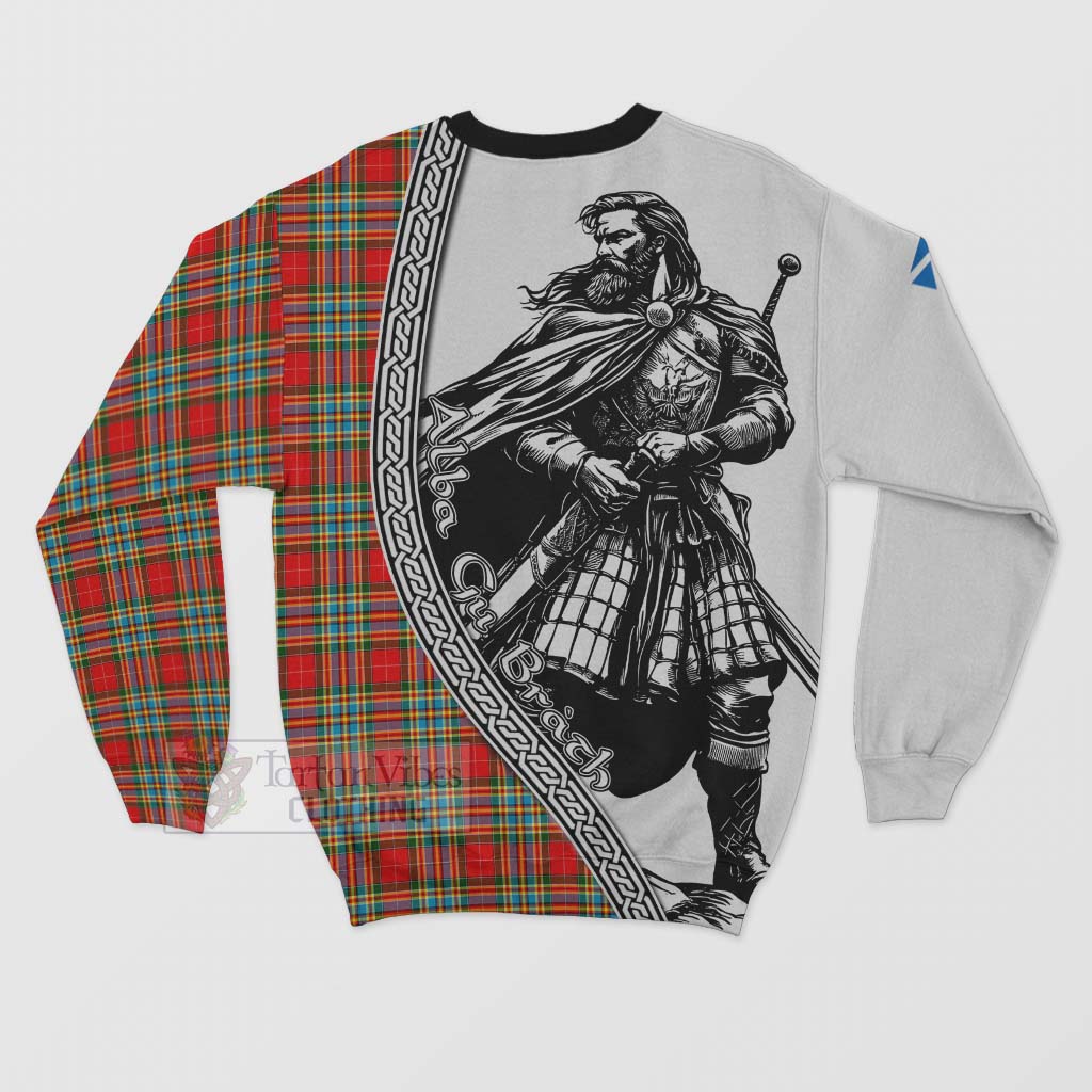 Chattan Tartan Clan Crest Sweatshirt with Highlander Warrior Celtic Style - Tartan Vibes Clothing