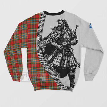 Chattan Tartan Clan Crest Sweatshirt with Highlander Warrior Celtic Style