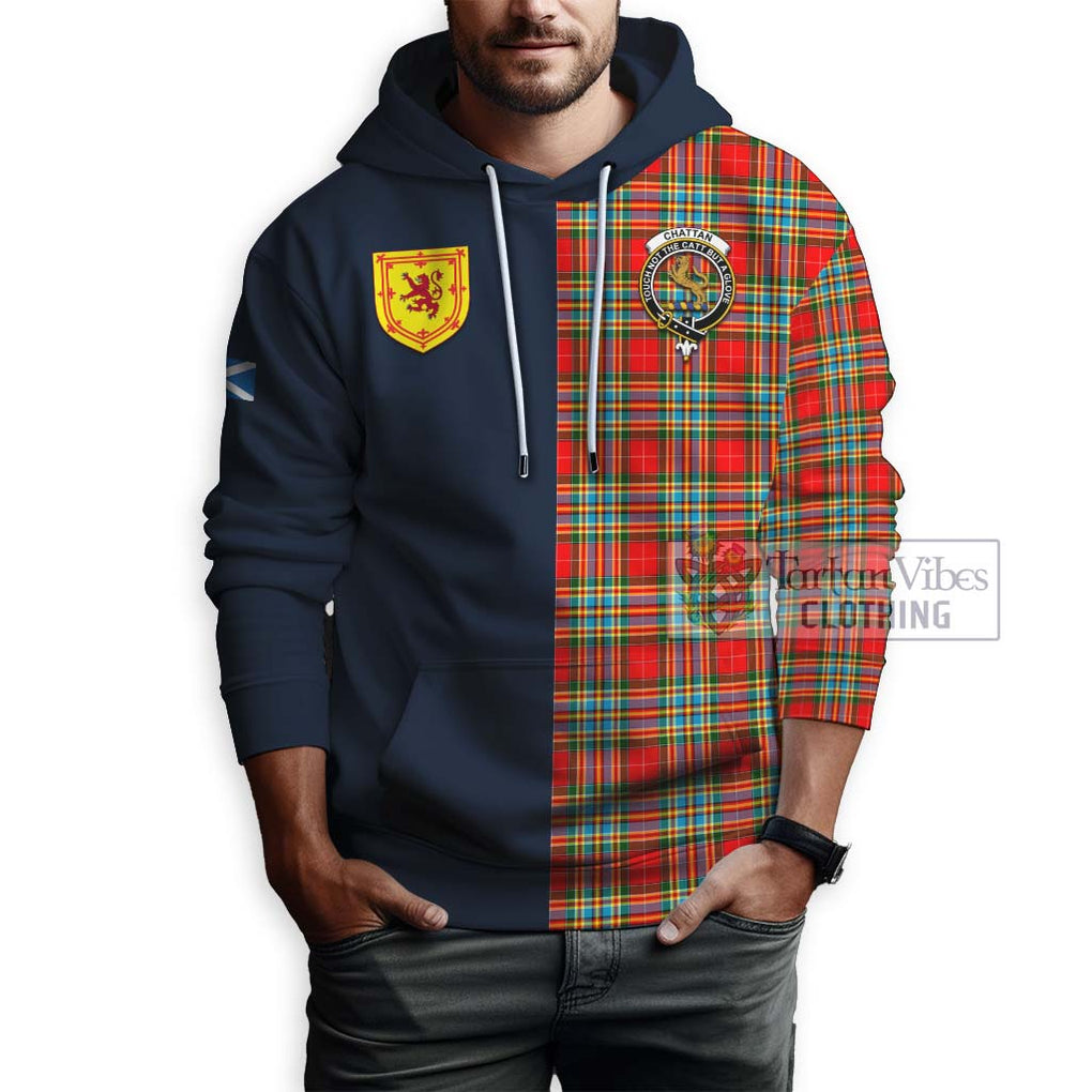 Tartan Vibes Clothing Chattan Tartan Hoodie with Scottish Lion Royal Arm Half Style