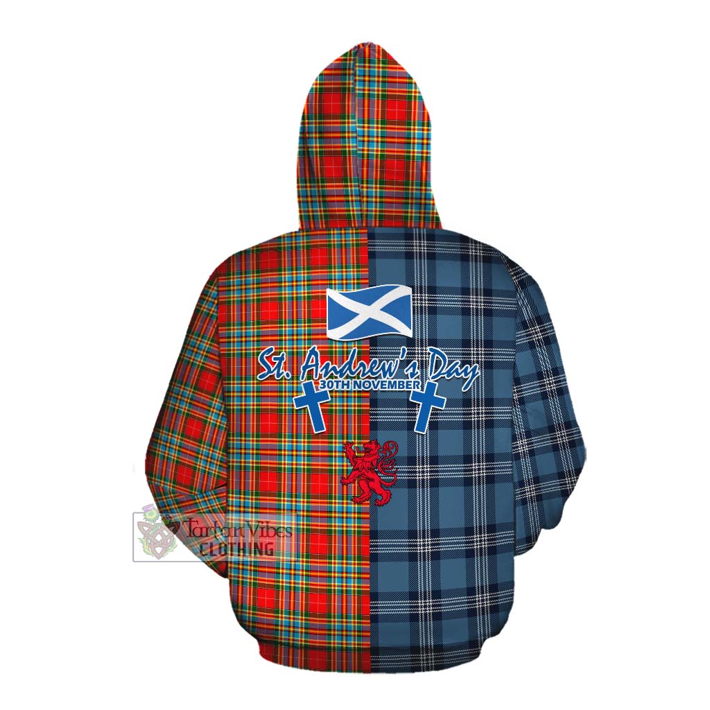 Tartan Vibes Clothing Chattan Tartan Cotton Hoodie Happy St. Andrew's Day Half Tartan Style