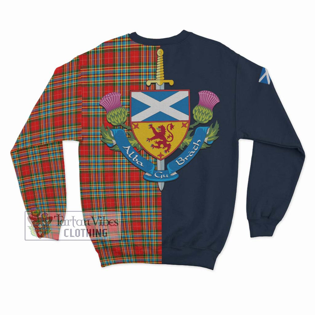 Tartan Vibes Clothing Chattan Tartan Sweatshirt with Scottish Lion Royal Arm Half Style