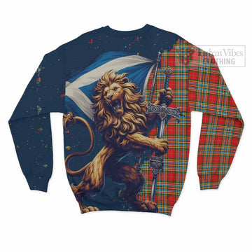 Chattan Tartan Family Crest Sweatshirt with Scottish Majestic Lion