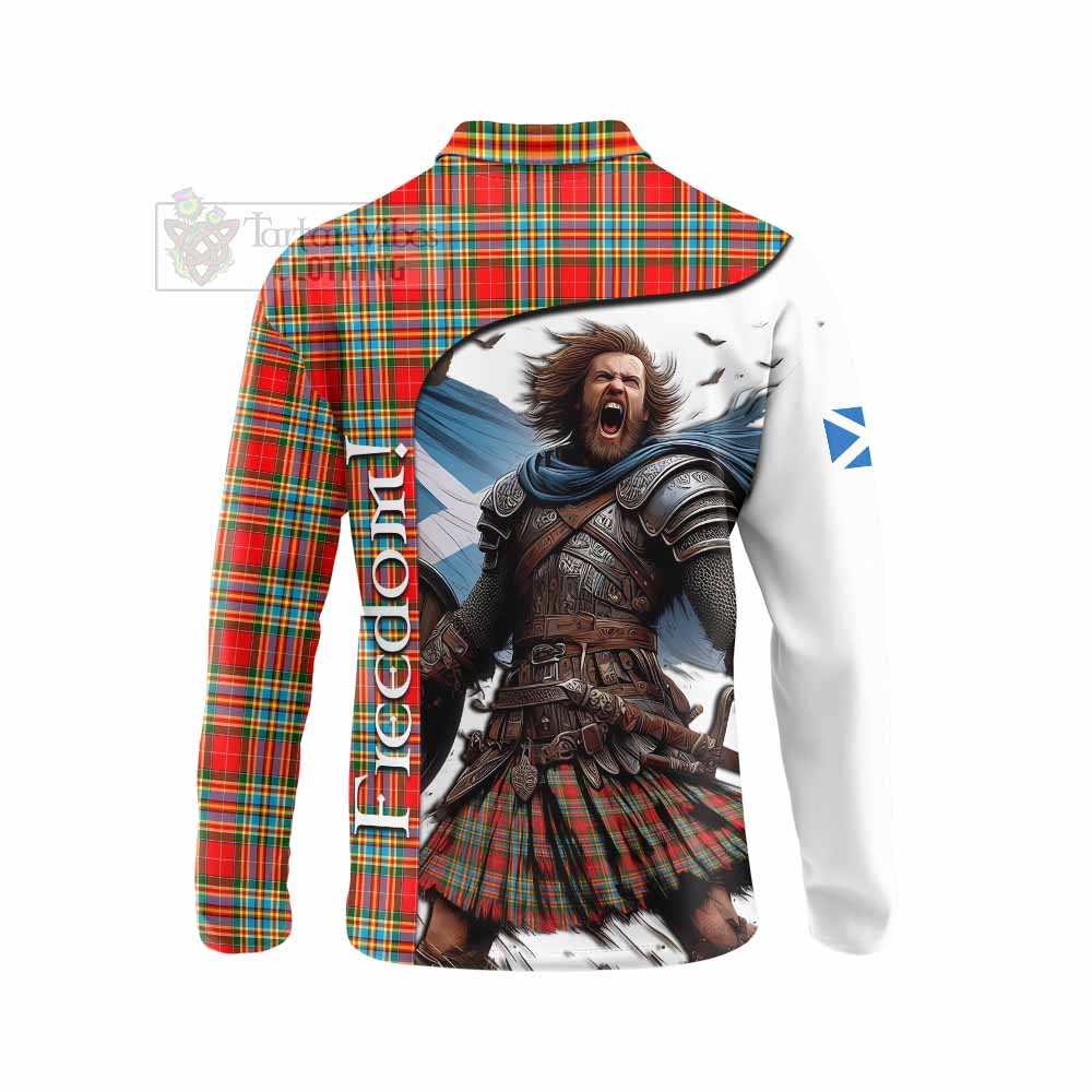 Tartan Vibes Clothing Chattan Crest Tartan Long Sleeve Polo Shirt Inspired by the Freedom of Scottish Warrior