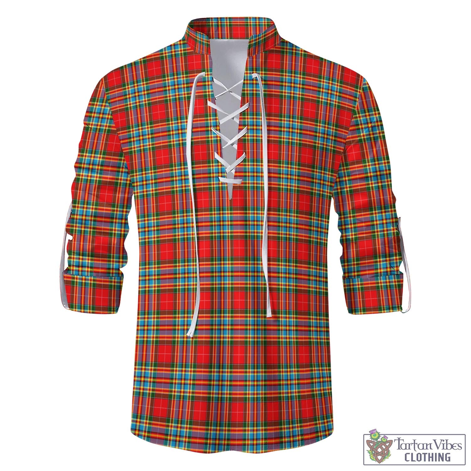 Tartan Vibes Clothing Chattan Tartan Men's Scottish Traditional Jacobite Ghillie Kilt Shirt