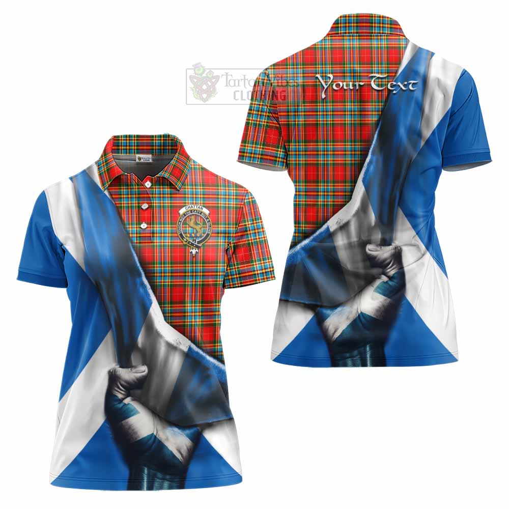 Tartan Vibes Clothing Chattan Tartan Women's Polo Shirt with Family Crest Scotland Patriotic Style