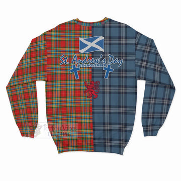 Chattan Tartan Sweatshirt Happy St. Andrew's Day Half Tartan Style