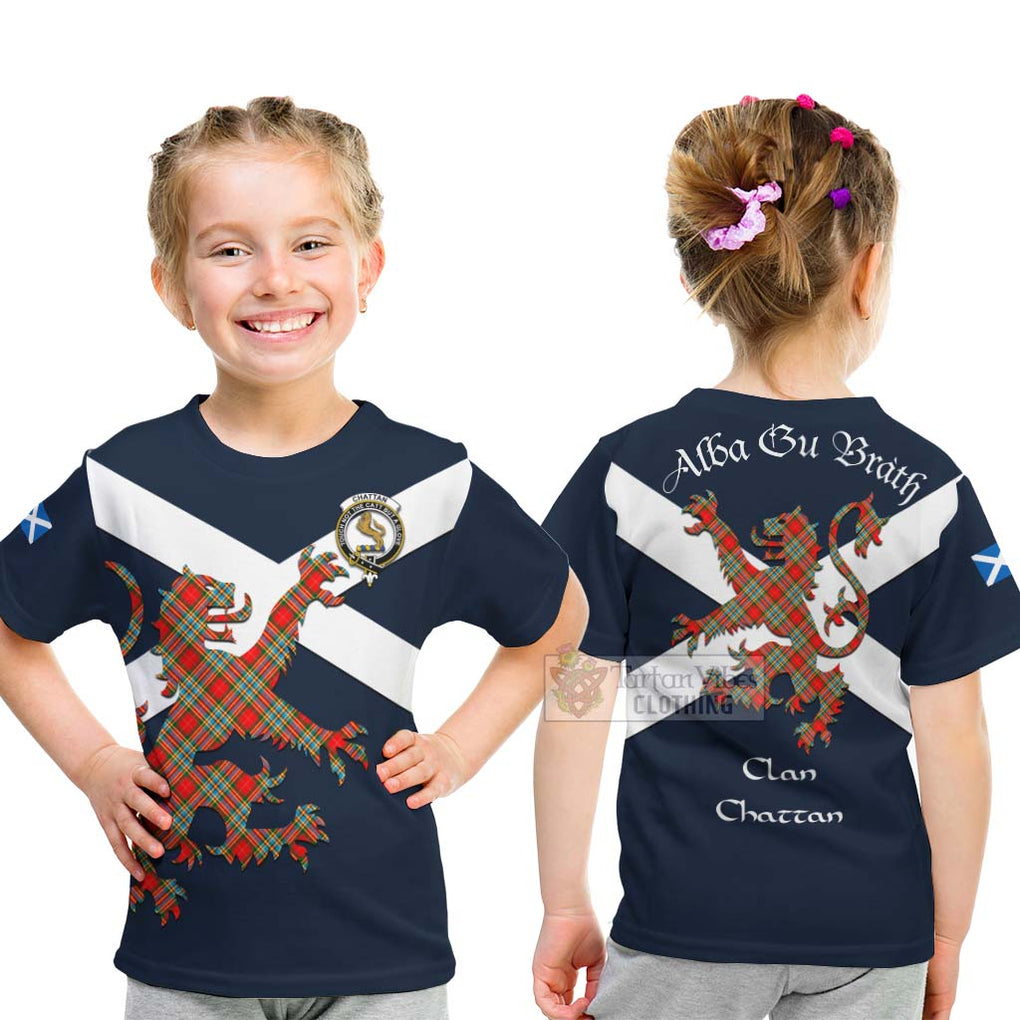 Tartan Vibes Clothing Chattan Tartan Lion Rampant Kid T-Shirt – Proudly Display Your Heritage with Alba Gu Brath and Clan Name