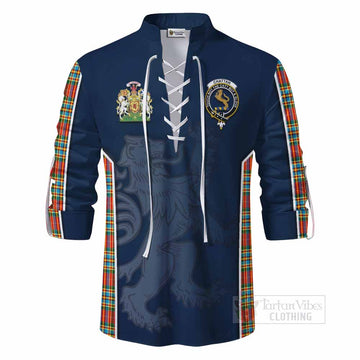 Chattan Tartan Ghillie Kilt Shirt with Family Crest and Lion Rampant Vibes Sport Style