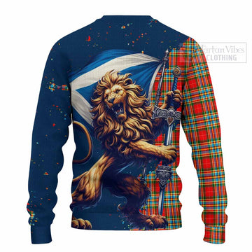 Chattan Tartan Family Crest Knitted Sweater with Scottish Majestic Lion