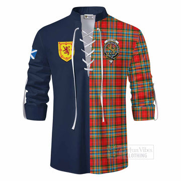 Chattan Tartan Ghillie Kilt Shirt Alba with Scottish Lion Royal Arm Half Style